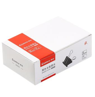 齐心 B3605黑色长尾夹票夹 1# 50mm 12只/盒