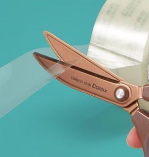 齐心 B2799 办公剪刀(弧形镀钛） 180mm 咖啡色