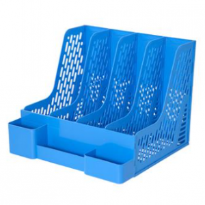 齐心 B2034 多功能资料架 4格  蓝色 文件栏 文件架