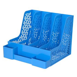 齐心 B2034 多功能资料架 4格  蓝色 文件栏 文件架